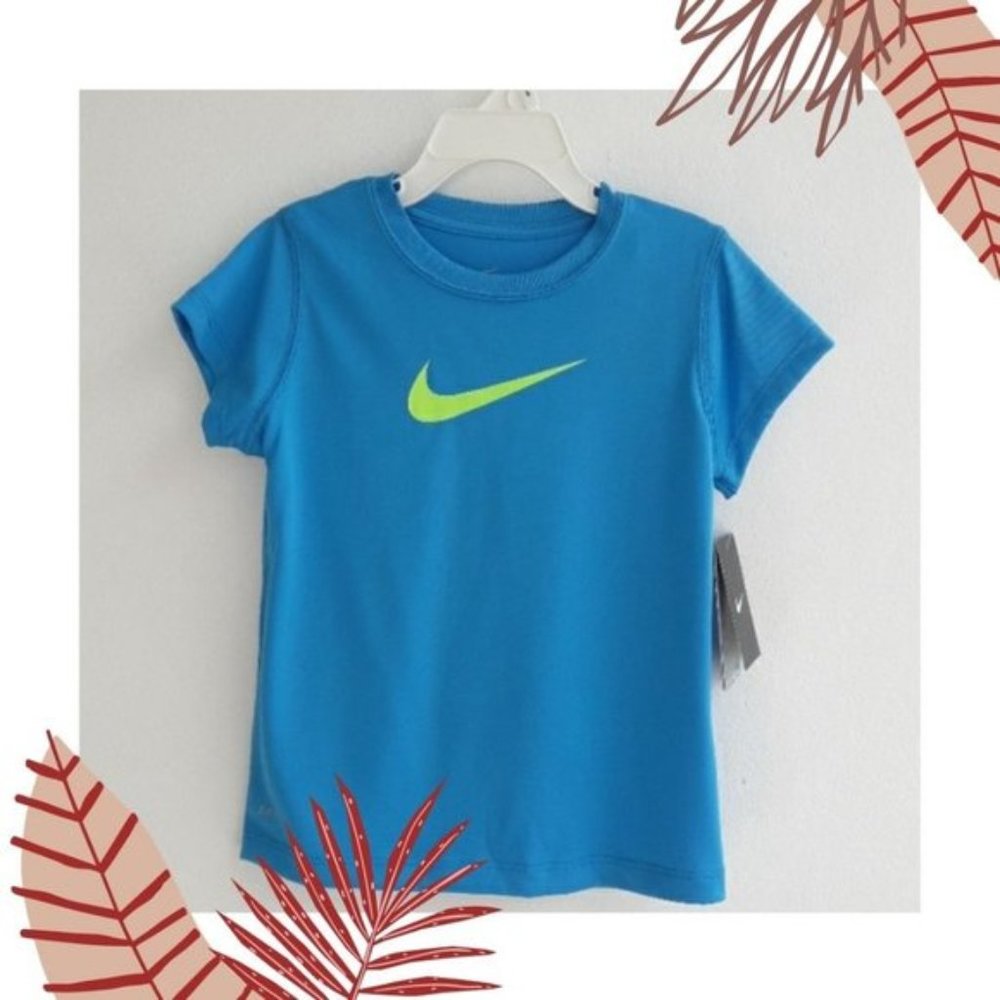 Nike Girls Vivid Blue Dri Fit Short Sleeve Shirt